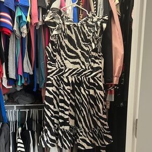 Fashion Nova Black & White Zebra-Print Mini Dress